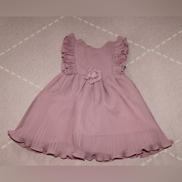 Pippa & Julie Flutter Sleeve Pleat Chiffon Toddler Girl Dress 18m Rose Summer - Picture 2 of 7